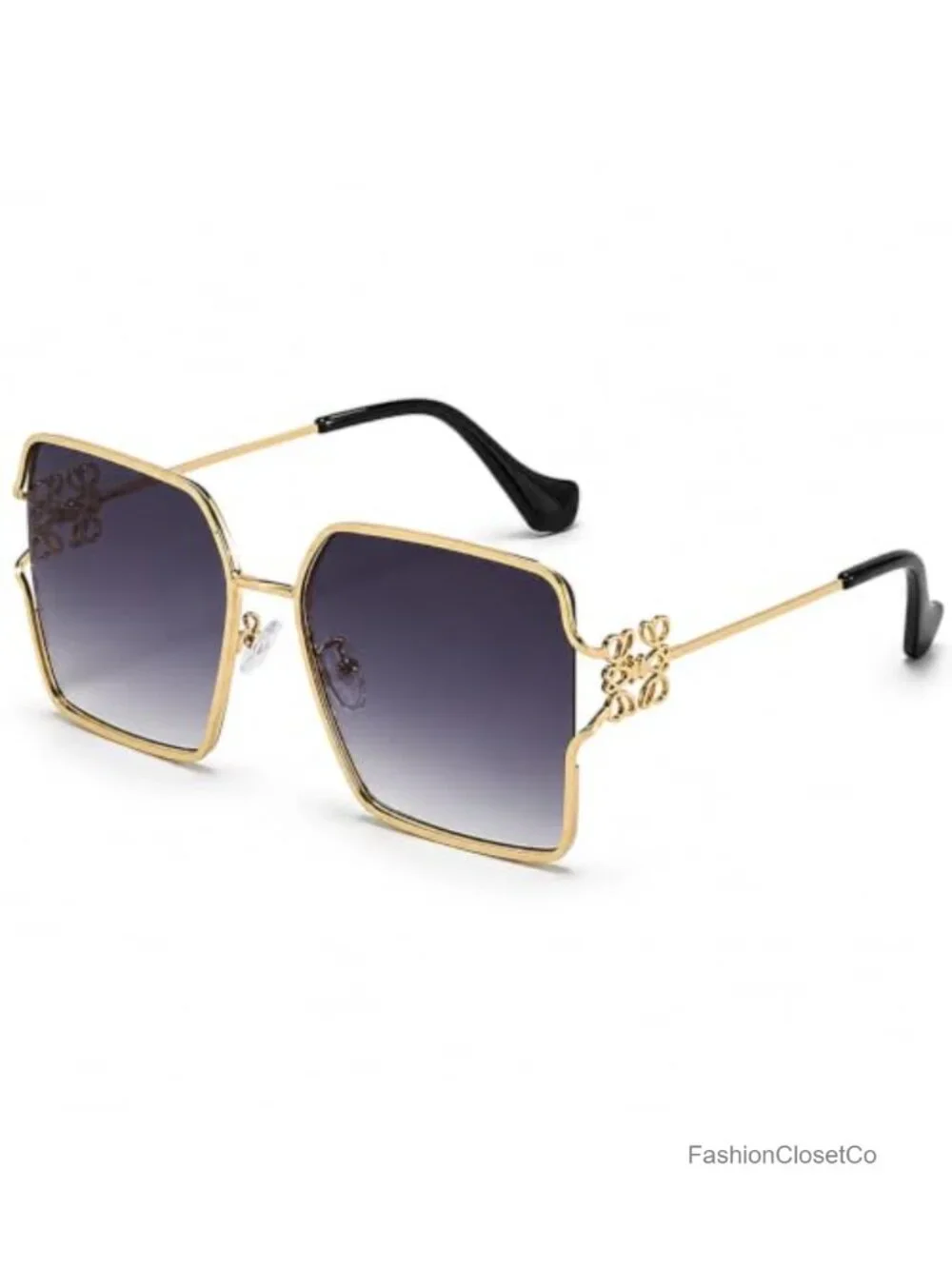 Women's Square & Oval Sunglasses Metal Floral Frame Polarized UV400
